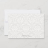 Carte de remerciement de mariage en damas noir et (Dos)