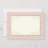 Carte de remerciement de mariage en dentelle rose, (Dos)