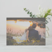 Carte de remerciement de mariage en feuille d'or d (Debout devant)