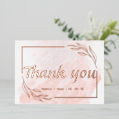 Carte de remerciement de mariage en feuille d'or r (Debout devant)