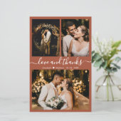 Carte de remerciement de mariage en terre cuite bu (Debout devant)