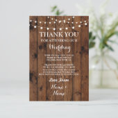 Carte de remerciement de mariage Engagement Bois L (Debout devant)