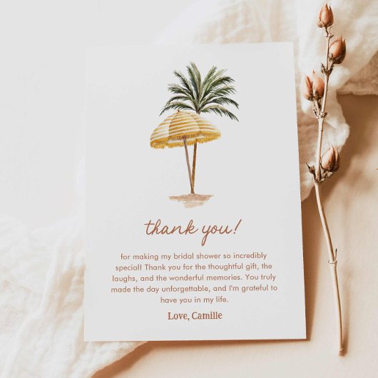 Carte de remerciement de mariage estival sur la pl