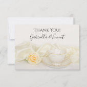 Carte de remerciement de mariage Fleur de rose bla (Devant)