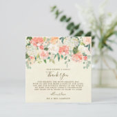 carte de remerciement de mariage fleuri pêche (Debout devant)