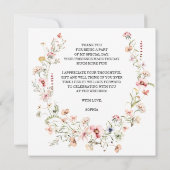 Carte de remerciement de mariage fleuri rose (Dos)