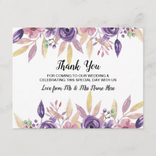Carte de remerciement de mariage fleurs florales l