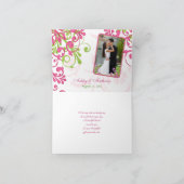 Carte de remerciement de mariage fleurs rose vert  (Intérieur)