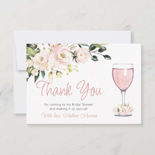 Carte de remerciement de mariage Fleurs roses (Devant)