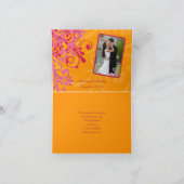 Carte de remerciement de mariage fleurs roses et o (Intérieur)