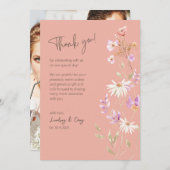 Carte de remerciement de mariage Fleurs sauvages r (Devant / Derrière)