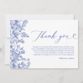 Carte de remerciement de mariage floral bleu vinta (Devant)