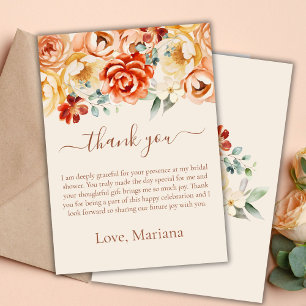 Carte de remerciement de mariage floral pêche roui