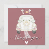 Carte de remerciement de mariage floral rose voitu (Devant)