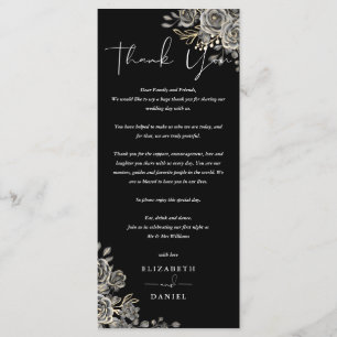 Carte de remerciement de mariage floral Roses goth
