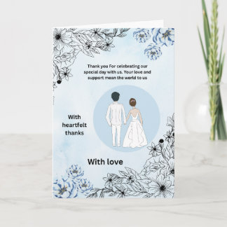 Carte de remerciement de mariage florale bleue & a