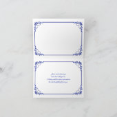 Carte de remerciement de mariage florale bleue et  (Intérieur)