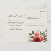 Carte de remerciement de mariage florale élégante (Dos)