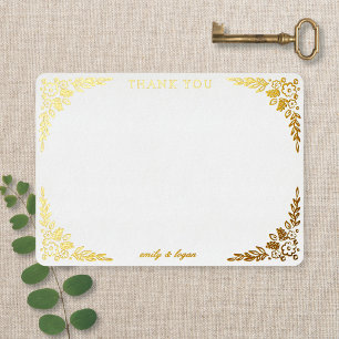 Carte de remerciement de mariage florale élégante
