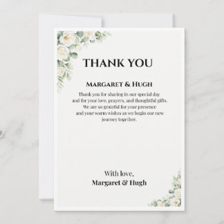 Carte de remerciement de mariage florale élégante