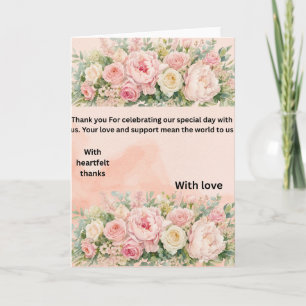 Carte de remerciement de mariage florale rose élég