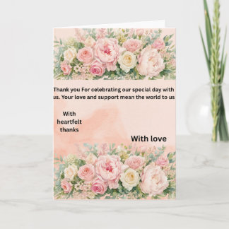 Carte de remerciement de mariage florale rose élég