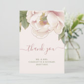 Carte de remerciement de mariage florale Rose Pivo (Debout devant)