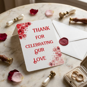 Carte de remerciement de mariage florale rouge rom