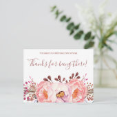 Carte de remerciement de mariage florale rubis ros (Debout devant)