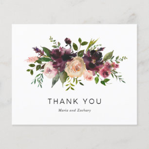 Carte de remerciement de mariage florale vin de Bo