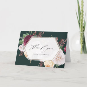 Carte de remerciement de mariage florale Vintage b