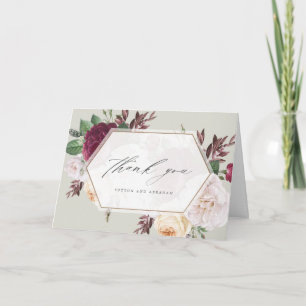 Carte de remerciement de mariage florale vintage b
