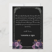 Carte de remerciement de mariage gothique floral s (Dos)