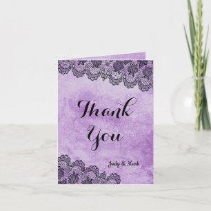 Carte de remerciement de mariage gothique violet à