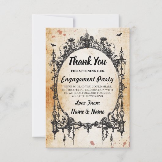 Carte de remerciement de mariage Halloween Cadre g (Devant)