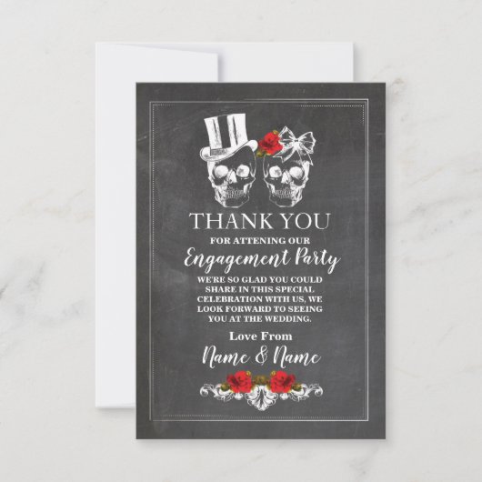 Carte de remerciement de mariage Halloween Crânes  (Devant)
