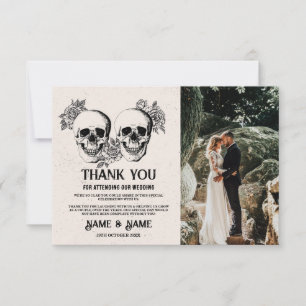 Carte de remerciement de mariage Halloween Crânes