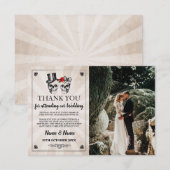Carte de remerciement de mariage Halloween Crânes (Devant / Derrière)
