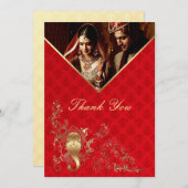 Carte de remerciement de mariage indien (Devant / Derrière)