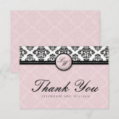 Carte de remerciement de mariage Lavande Damask Mo (Devant / Derrière)