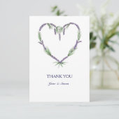 Carte de remerciement de mariage Lavender Heart (Debout devant)
