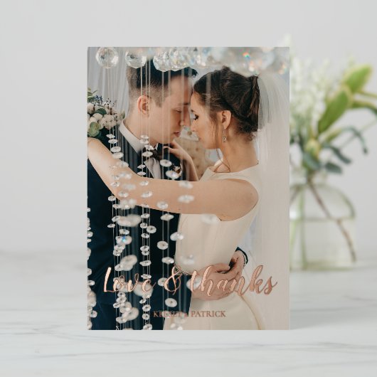 Carte de remerciement de mariage Love & thanks (Debout devant)