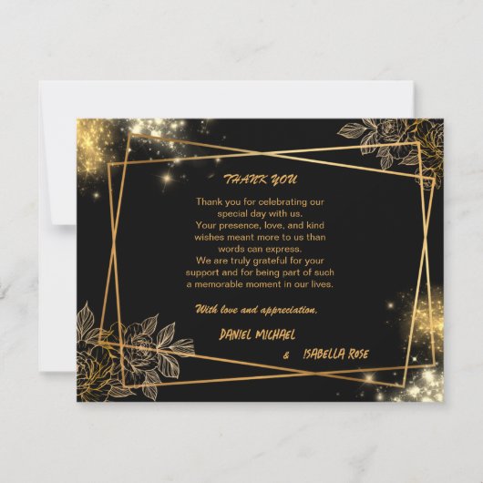 Carte de Remerciement de Mariage Luxe Or (Devant)
