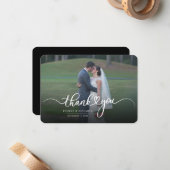 Carte de remerciement de mariage manuscrite avec p (Devant/Arrière en situation)