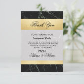 Carte de remerciement de mariage Marbre noir or Ar (Debout devant)