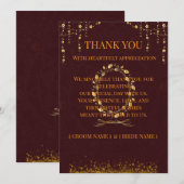 Carte de remerciement de mariage Maroon Gold | (Devant / Derrière)