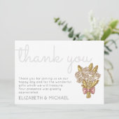 Carte de remerciement de mariage Merci Roses Capri (Debout devant)