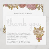 Carte de remerciement de mariage Merci Roses Capri (Devant / Derrière)