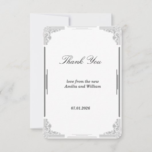 Carte de remerciement de mariage minimaliste (Devant)