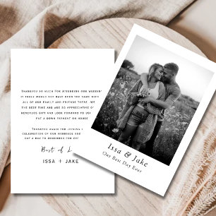 Carte de remerciement de mariage minimaliste avec 